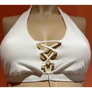 Beach Bunny Swimwear Cameron Halter Top 3X White Lace Up New w/tags